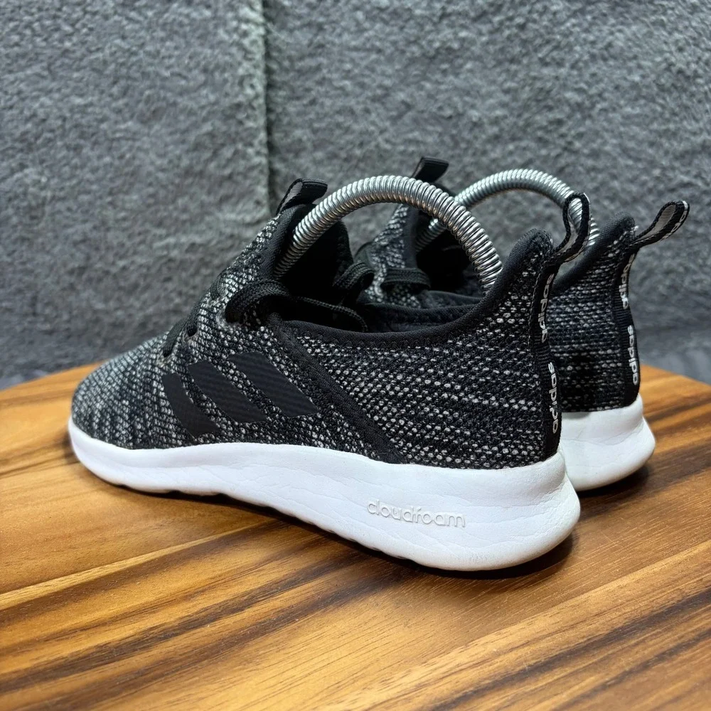 Adidas Cloudfoam Pure Womens Black White Knit Running Shoes DB0694 Size 6